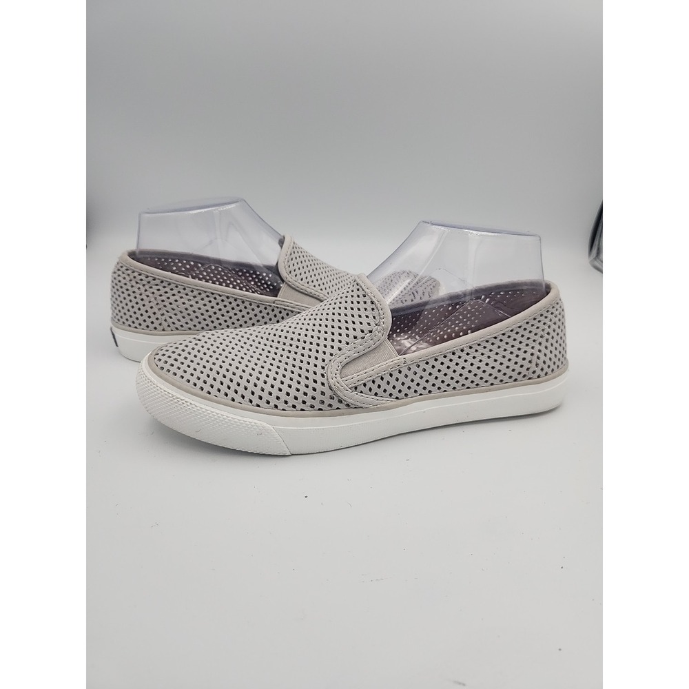 Sperry Top-Sider Seaside Perforated Sneakers Womens Size 7.5 Grey Memory Foam